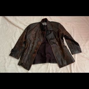 Amazing Vintage Wilson Leather Pea Coat Women’s XL